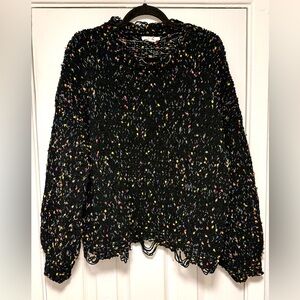 Women's Black Multicolor Knit Sweater
